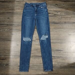 American Eagle Super Hi Rise Jeggings Size 10 Womens Next Level Stretch Jeans